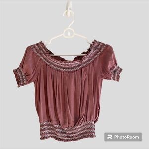 ⚪️DEREK HEART: Women’s size S, stretchy pink short sleeve shirt, preowned⚪️